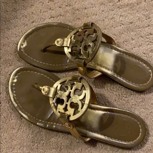 Tory Burch gold Miller flip flops